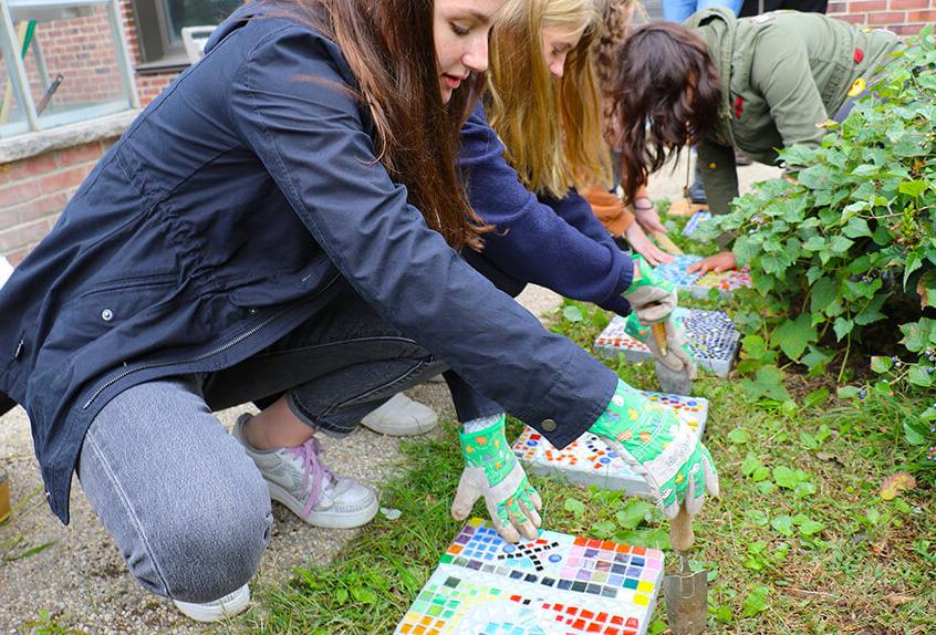 Adina Scherer’s Grade 5MR students mosaic garden tiles